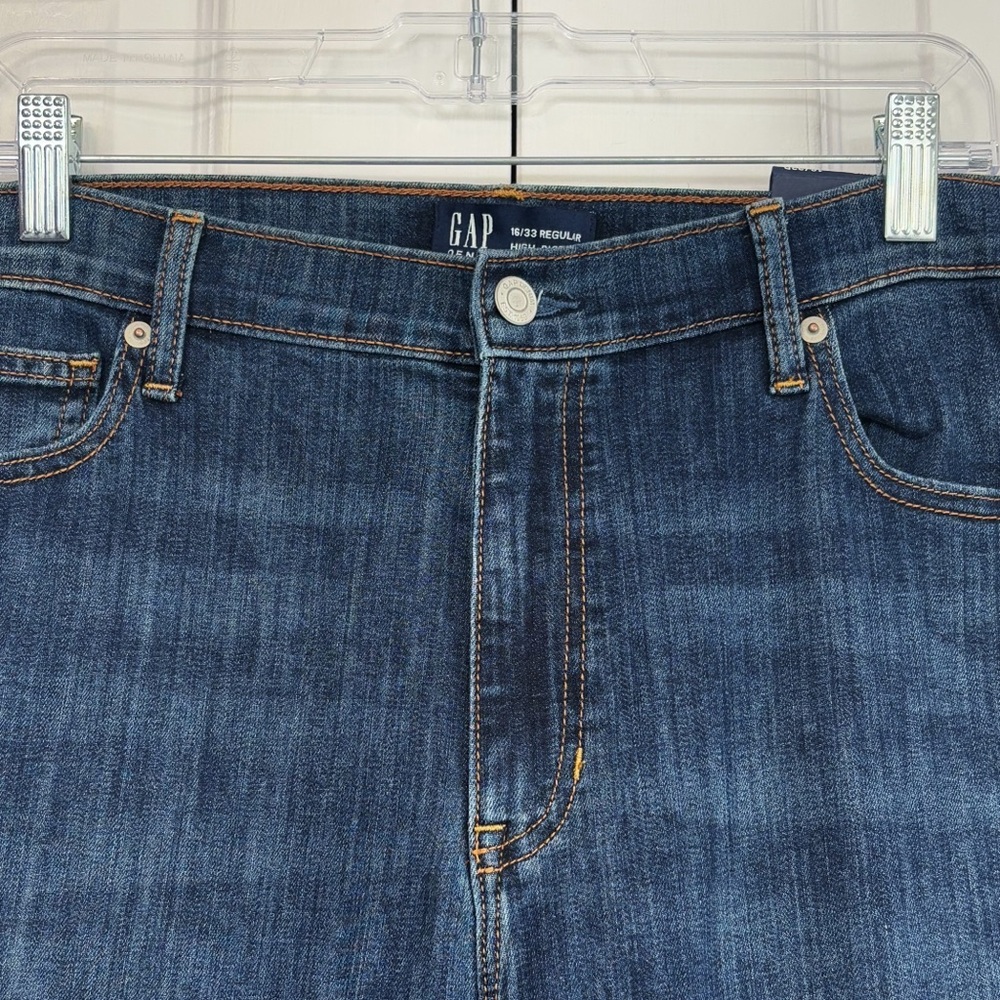 NWT Gap Dark Wash Indigo Denim High Rise Crop Legging Jeans 16 - Picture 3 of 16